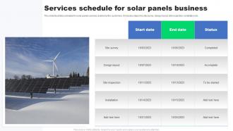 Services Schedule For Solar Panels Business