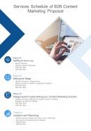 Services Schedule Of B2B Content Marketing Proposal One Pager Sample Example Document
