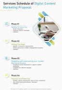 Services Schedule Of Digital Content Marketing Proposal One Pager Sample Example Document
