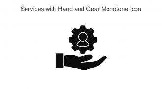 Services With Hand And Gear Monotone Icon In Powerpoint Pptx Png And Editable Eps Format