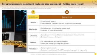 Set Goals And Risk Assessment Setting Goals Comprehensive Cryptocurrency Investments Fin SS Editable Customizable
