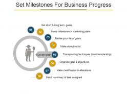 Set Milestones For Business Progress Powerpoint Images