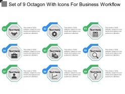 Set of 9 octagon with icons for business workflow
