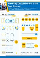 Set of blog design elements in one page summary presentation report infographic ppt pdf document