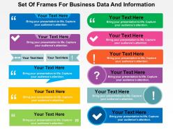 Set of frames for business data and information flat powerpoint design
