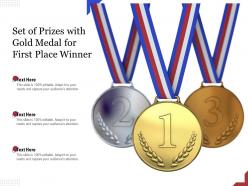 Set of prizes with gold medal for first place winner