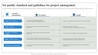 Set Quality Standard And Guidelines For Project Quality Management PM SS