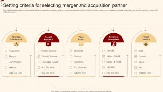 Setting Criteria For Selecting Merger And Merger And Acquisition For Horizontal Strategy SS V