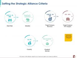 Setting the strategic alliance criteria target company ppt powerpoint presentation styles samples