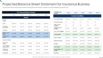 Setting Up Insurance Business Projected Balance Sheet Statement For Insurance Business