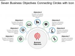 Seven business objectives connecting circles with icon
