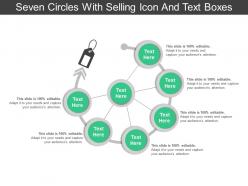 Seven circles with selling icon and text boxes