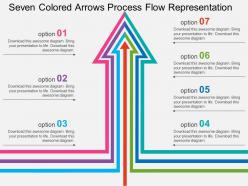 Seven colored arrows process flow representation flat powerpoint design