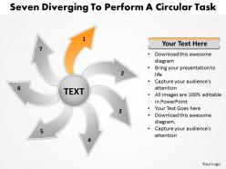 Seven diverging steps to perform a circular task flow motion process powerpoint slides