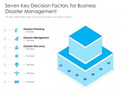 Seven key decision factors for business disaster management