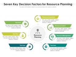 Seven key decision factors for resource planning