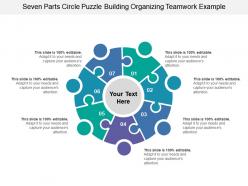 Seven parts circle puzzle building organizing teamwork example