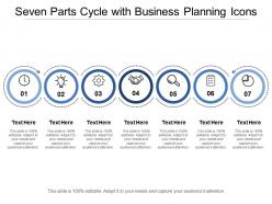 Seven parts cycle with business planning icons