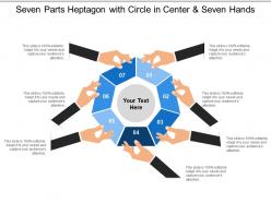 Seven Parts Heptagon With Circle In Center And Seven Hands