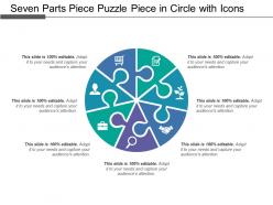 Seven parts piece puzzle piece in circle with icons
