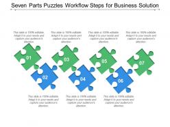 Seven parts puzzles workflow steps for business solution