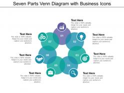 Seven parts venn diagram with business icons