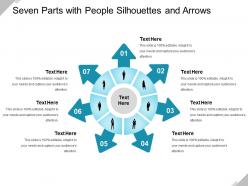 Seven parts with people silhouettes and arrows