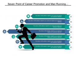 Seven point of career promotion and man running with briefcase graphic