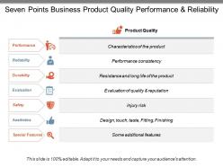 Seven points business product quality performance and reliability