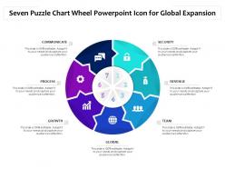 Seven puzzle chart wheel powerpoint icon for global expansion