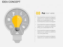 Seven section idea bulb with icons flat powerpoint design