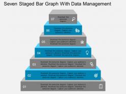 Seven staged bar graph with data management flat powerpoint design