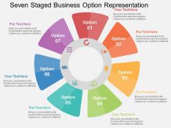 Seven staged business option representation flat powerpoint design