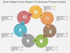 Seven staged circle diagram for business process analysis flat powerpoint design