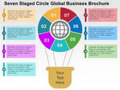 Seven staged circle global business brochure flat powerpoint design