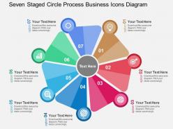 Seven staged circle process business icons diagram flat powerpoint design