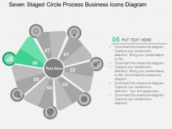 Seven staged circle process business icons diagram flat powerpoint design