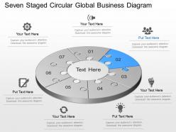 Seven staged circular global business diagram powerpoint template slide