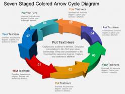 Seven staged colored arrow cycle diagram flat powerpoint design