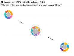 Seven staged colored circle diagram with icons flat powerpoint design