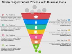 Seven Staged Funnel Process With Business Icons Flat Powerpoint Design