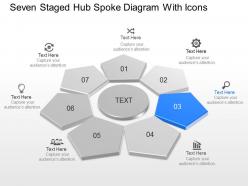Seven staged hub spoke diagram with icons powerpoint template slide