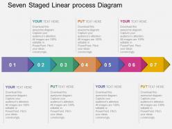 Seven staged linear process diagram flat powerpoint design