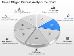 Seven staged process analysis pie chart powerpoint template slide