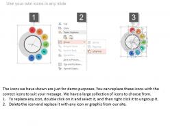 Seven staged tags clock diagram with checklist powerpoint slides