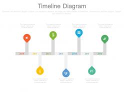 Seven staged timeline with icons for business agenda powerpoint slides