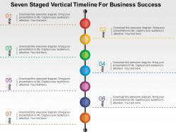 Seven staged vertical timeline for business success flat powerpoint design