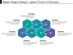 Seven stages hexagon jigsaw puzzle for business presentation