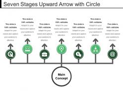 Seven stages upward arrow with circle