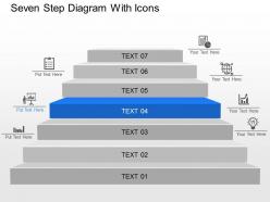 Seven step diagram with icons powerpoint template slide